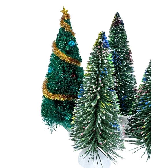 Bottle Brush Christmas Village Trees-Lot of 10 Assorted Trees (8 are Dept 56) - Picture 2 of 11